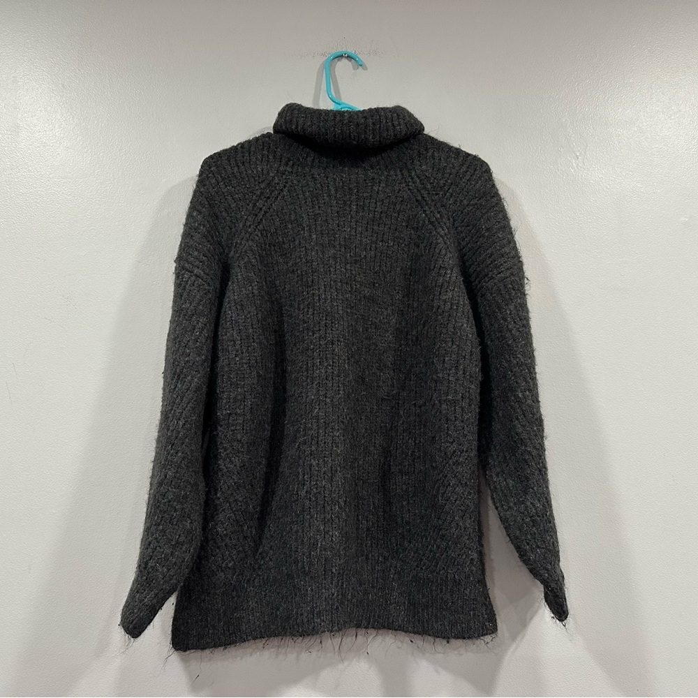 Sundance Gray Turtleneck Ribbed Wool Blend Sweater Medium M
